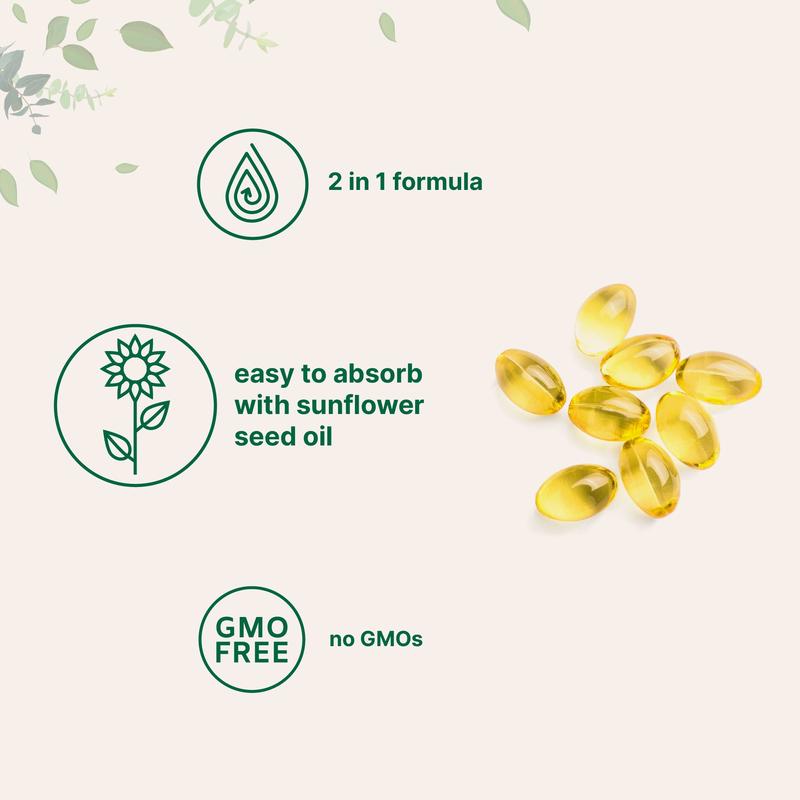 Vitamin D3 & K2 With Sunflower Seed Oil Softgels